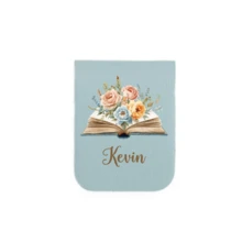 1pc Personalized Custom Magnetic Leather Bookmark, Custom Children's Bookmark, Book And Flower Patterns, Library Bookmark, Personalized Gift, Ladies Bookmark, Custom Bookmark, Teacher Gift Magnetic Name Bookmark, Birthday Flower Bookmark (Can Engrave Name), Gift For Her, Gift For Book Lovers, Bridal Gift, Valentine's Day Gift, Back-To-School Season Gift