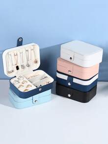 1个便携式旅行首饰盒,带镜子,PU材质,小型首饰收纳盒,可收纳戒指、耳环、项链、口红等,多功能首饰盒,送给女朋友、妈妈的礼物,返校季好物 - 彩色 - 查看 6