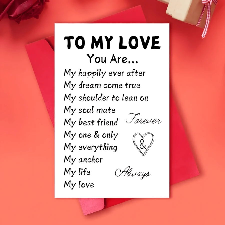 1pc Romantic "To My Love" Greeting Card Valentine's Day Card - Perfect Gift For Husband, Boyfriend, Wife, Girlfriend | Anniversary, Valentine's, Wedding, Engagement, Birthday Card - Multicolor - View 1