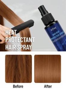 Jeffany 230°C 高温防护免洗护发喷雾，蕴含紫外线防护精华，富含水解蛋白和弹性蛋白，专业抗毛躁，亮泽锁色，轻盈不油腻，预防分叉，适用于吹风机和卷发棒，日常造型，旅行必备，适合所有发质，男女通用，100毫升/3.38盎司 - 旅行裝 - 查看 6