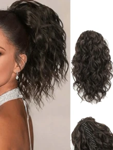 14 Inch Curly Ponytail Hair Clip, Brown Mixed Bleached Platinum Blonde High Ponytail Hair Piece, Synthetic Fiber Material, Women's Fashion Hair Clip, Elegant Hair Accessory, Casual Hair Clip, Women's Hair Claw - Multicolor - View 21