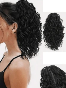 14 Inch Curly Ponytail Hair Clip, Brown Mixed Bleached Platinum Blonde High Ponytail Hair Piece, Synthetic Fiber Material, Women's Fashion Hair Clip, Elegant Hair Accessory, Casual Hair Clip, Women's Hair Claw - Multicolor - View 17