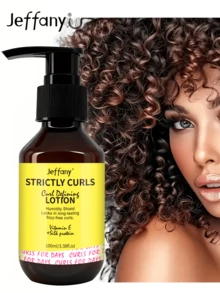 Jeffany Curl Envy Styling Cream: Designed Specifically For Coarse, Frizzy, Curly Hair, Containing Avocado Oil And Shea Butter, Vitamin E, Sulfate-Free, Increases Curl Volume, Effectively Shapes And Enhances Curls, Leaving Hair Smooth And Glossy. Suitable For All Hair Types, An Excellent Gift Choice. 100ml, Hair Strengthener, Shine Booster, Smooth Appearance, Silky Texture, Natural Oils, Nourishing Ingredients, Styling Product - Lotion - View 4