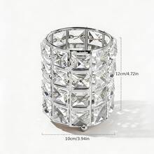 1个金色或银色水晶化妆刷架，创意水晶笔筒，化妆品收纳盒笔筒桌面收纳，适用于指甲油刷架，高档刷架口红架，3.94英寸，闪亮金属边缘，非常适合存放化妆刷和整理您的工作空间。 - 彩色 - 查看 14