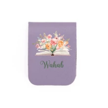 1pc Personalized Custom Magnetic Leather Bookmark, Custom Children's Bookmark, Book And Flower Patterns, Library Bookmark, Personalized Gift, Ladies Bookmark, Custom Bookmark, Teacher Gift Magnetic Name Bookmark, Birthday Flower Bookmark (Can Engrave Name), Gift For Her, Gift For Book Lovers, Bridal Gift, Valentine's Day Gift, Back-To-School Season Gift