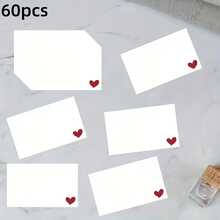 30/60张空白爱心留言卡，情人节卡片，口袋卡，钱包卡，名片，白色贺卡，无涂层，感谢卡，留言卡，信息卡，书写卡，邮寄卡，小型企业用品，礼品标签，生日卡，特色商品，学校用品，公告卡 - 彩色 - 查看 10