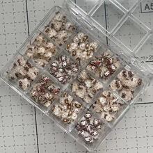 120件/盒 豹纹卡通美甲水钻装饰，可爱树脂动物美甲饰品及收纳盒装饰配件