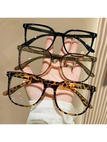 Oversized Square Tortoiseshell Computer Glasses, Vintage Retro Anti-Eyestrain & Anti-Glare Eyewear For Women & Men, Fashion Frames For Gaming, Reading & Daily Screen Time, Non-Prescription Clear Lens - 暢銷產品 - 查看 2