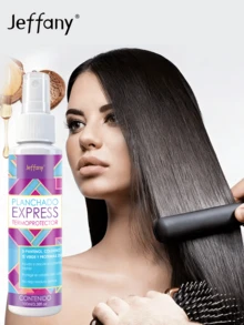 Jeffany 10-In-1 Moroccan Argan Oil Quick Heat Protectant Leave-In Hair Treatment, Rapidly Smooths Frizz, Nourishes Dry, Damaged, Curly Hair - 72HR Intense Moisturization For Straight/Curly Hair, Apply Evenly Before Use, Enhances Hair Softness & Volume, Quick Styling, Suitable For All Hair Types, Reduces Heat Damage, Max Heat Resistance 450°F (232°C), Fashionable Bottle Design - Travel Size - View 4