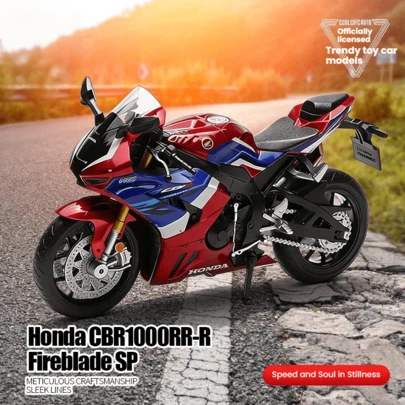 Burago Modelo de juguete de motocicleta a escala 1:12, motocicleta CBR1000RR-R a escala 1:12, figura de motocicleta de aleación realista, regalo coleccionable para niños