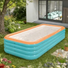 超大可折叠夏季游泳池，厚 PVC 优质时尚材料充气水池，户外庭院水上乐趣的完美选择，无需电力，夏季清凉水派对