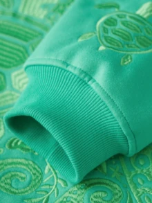 Embroidered Hoodie, Y2K Pullover, Sweatshirt, Hoodie, Casual Style, Size Is Relatively Small - màu xanh lá - Xem 8