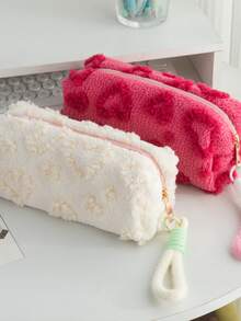 1pc Heart-Shaped Pencil Case, High-Quality Large Capacity Student Stationery Storage Pouch,Bag - A - View 2