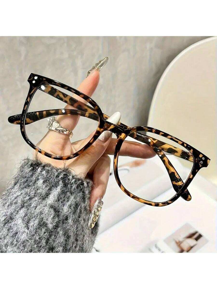 Oversized Square Tortoiseshell Computer Glasses, Vintage Retro Anti-Eyestrain & Anti-Glare Eyewear For Women & Men, Fashion Frames For Gaming, Reading & Daily Screen Time, Non-Prescription Clear Lens - 暢銷產品 - 查看 1