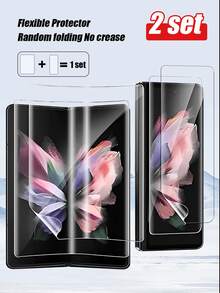 2pcs/Set Front Film + Rear Film, Soft Film HD, Fingerprint Unlocking, Anti-Scratch, Nano Material Auto-Repair Scratches, Compatible With Samsung Galaxy Z Fold2/3/4/5, Z Flip3/4/5, Z Fold 6, Z Flip 6, Z Fold 7, Comes With Accessory Tools Waterproof Shockproof Anti-Fall Anti-Fall Anti-Fingerprint Full Cover - Clear - View 22