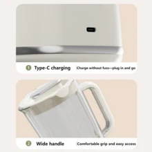 USB Rechargeable Mini Portable Blender & Ice Crusher, Hand-Held Juice Maker, Milkshake Mixer, Suitable For Ice Cubes, Milkshakes, Fruits & Vegetables, Ideal For Dorm, Office And Home Use; Mini Juicer Blender, Portable Blender & Juicer, Easy To Clean, 1500mAh Battery Capacity, 600ml Juicing Capacity - Nhiều màu - Xem 8