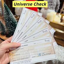 5/10/20pcs The Universe Check Magic Check Menifesting Cheques Cardboard, Vision Board, Law Of Attraction, Manifest Your Financial Abundance, Gratitude Journal, Mindset Coaches, Great Holiday Gift - Multicolor - View 2