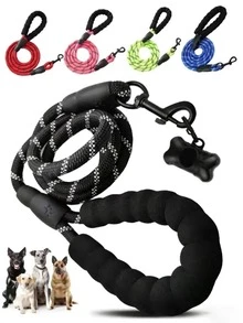 1 pieza Correa para perro, Correa para perro, Cuerda de tracción para perro, Correa para perro, Correa para perro de cabezal, Correa para perro reflectante, Correa para perro altamente reflectante, Correa para perro de cabezal, Correa para perro de cuerda de cabezal, Correa para perro resistente, Correa de cuerda para perro, Correa para perro negra, Correa para perro reflectante, Correa de tracción anti-tirón, Correa para perro de cabezal, Cuerda de tracción para mascotas - Multicolor - Ver 2