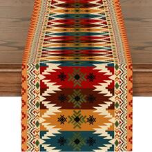 13x72 英寸波西米亚复古现代风格桌旗，几何图案桌面装饰，家居餐厅派对入口装饰 - 彩色 - 查看 17