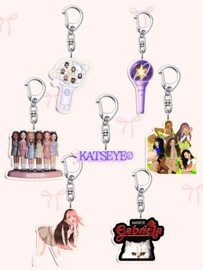 1pc Acrylic Cartoon Keychain, KATSEYE, KPOP Style, Korean Popular Girl Group, Manon Sophia Daniela Lara Megan Yoonchae, Bag Charm, Fan Gift. Suitable As A Gift For Boyfriend, Girlfriend, Family, Teacher, Party Favor, And EYEKONS Themed Phone Decoration.
