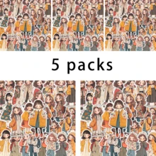 48张/包 秋季人物涂鸦跨境贴纸，适用于装饰行李箱、水瓶、头盔、制作剪贴簿、手机壳。