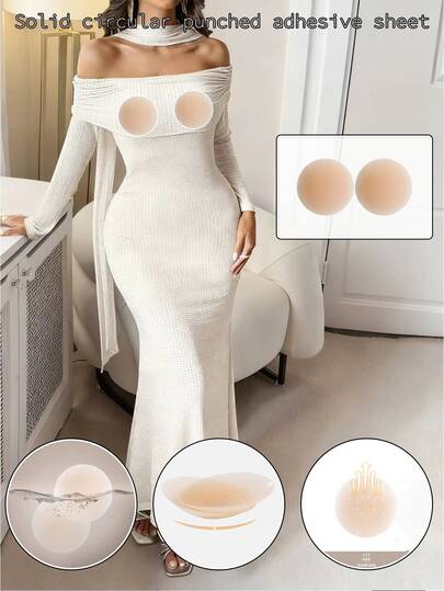 2pcs Self-Adhesive Nipple Covers, Invisible Seamless Lightweight & Comfortable, Perforated Design, Comes With 10pcs Non-Woven Flower Pads