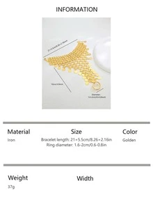 1 件复古时尚多层硬币装饰镂空雕刻手套设计女士手链 - D - 查看 8