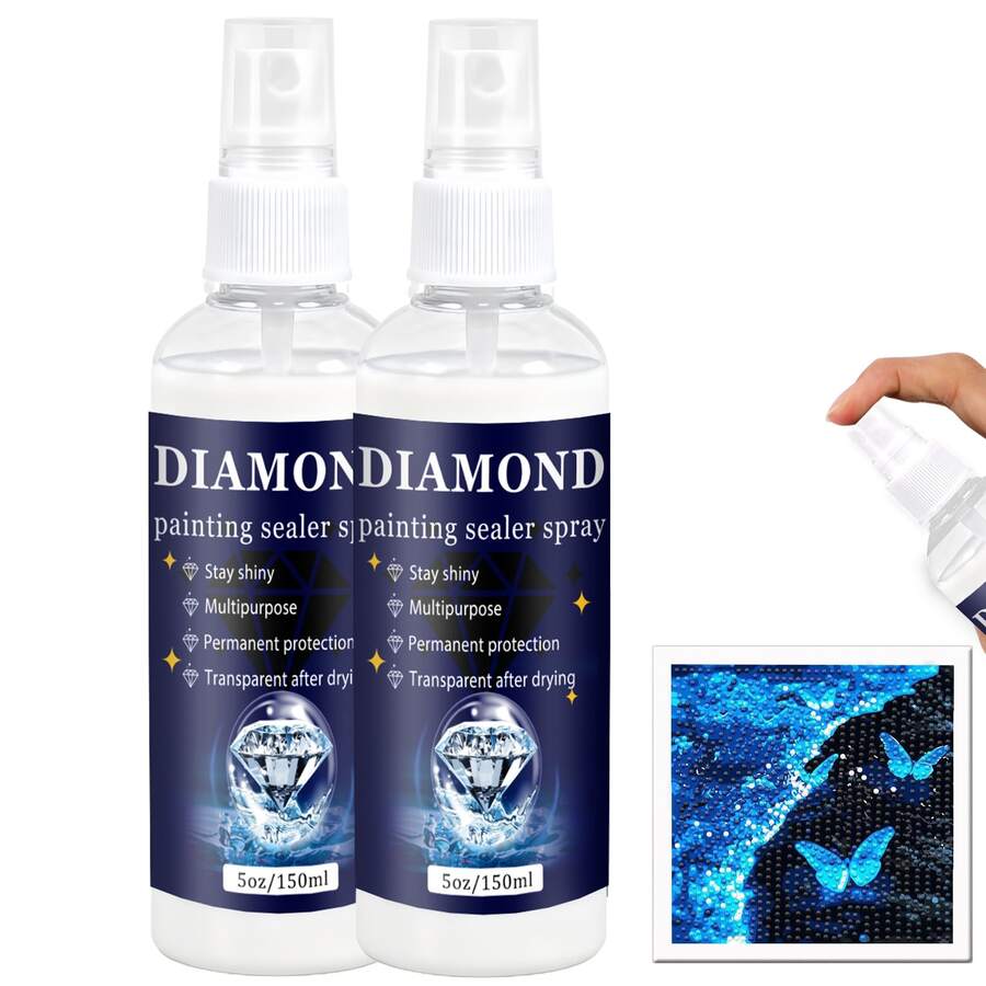 300ml/150ml Upgraded Diamond Painting Sealer Spray - 30 Minutes Quick Dry Diamond Art Sealer Glue, Keep Diamond Art Fixed And Shiny, Diamond Art Accessories And Tools, Easy To Use, No Brush Needed. - White - View 1