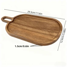 超大相思木砧板，圆形木质熟食砧板带把手，肉类砧板，面包奶酪托盘，适用于厨房肉铺，复古风格木质砧板，可用于食物展示和摄影，非常适合圣诞节、斋月和感恩节。 - 棕色 - 查看 15
