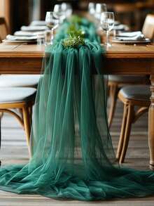 1pc Multi-Color DIY Tulle Fabric, Suitable For Bridal Headpiece, Mosquito Net, Sewing, Photography Backdrop, Wedding Decoration, Party, Birthday, Home Decor, Outdoor - Dark Green - View 4