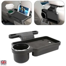 Cup Holder Phone Mount Headrest Tidy Car Back Seat Organizer Foldable Table Tray - A - View 1