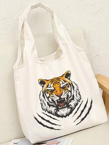 Women's Solid Color Handbag, Large Capacity, Gift, DIY, Birthday Gift, Travel, School, Halloween, Christmas, Customized Photo, Customized Name, Suitable For Travel, Travel Essential, Women Tote Bag, New Year Charm - Beige - View 5