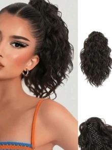 14 Inch Curly Ponytail Hair Clip, Brown Mixed Bleached Platinum Blonde High Ponytail Hair Piece, Synthetic Fiber Material, Women's Fashion Hair Clip, Elegant Hair Accessory, Casual Hair Clip, Women's Hair Claw - Multicolor - View 13