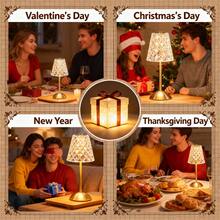 Cordless Table Lamp Rechargeable Gold - 1 Pack Battery Operated Lamp For Decor, Stepless Dimming Touch Control Wireless Lamp For Bedroom, Dining Table, Counter, Living Room - T6001-1 - Xem 3