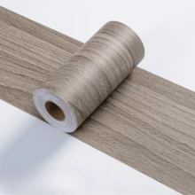 1片5米 x 15厘米自粘木纹踢脚线墙纸，可移除，复古木纹图案，哑光表面，适用于家具、门、地板、瓷砖表面 - 轻松DIY家居装饰，适用于客厅、楼梯、厨房、墙贴