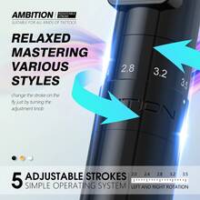Ambition 1PC Sally Wireless Permanent Makeup Machine Tattoo Pen Rotary 2.0-3.5mm Adjustable Stroke Coreless Motor Tattoo Supplies - Multicolor - View 4