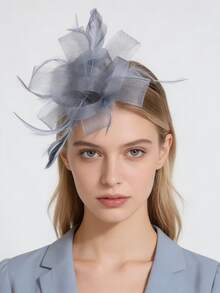 1pc Women's Tea Party Headband, Kentucky Derby Wedding Floral Mesh Hair Clip