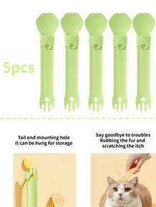 1/2/5个装猫粮挤压勺，可爱猫零食分配勺，宠物食品搅拌勺，适用于猫咪液体零食和湿粮，猫条状食物挤压器，宠物零食猫粮勺子用品