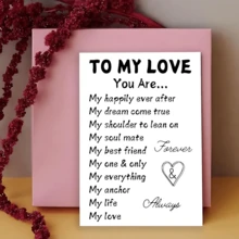 1pc Romantic "To My Love" Greeting Card Valentine's Day Card - Perfect Gift For Husband, Boyfriend, Wife, Girlfriend | Anniversary, Valentine's, Wedding, Engagement, Birthday Card - Multicolor - View 6