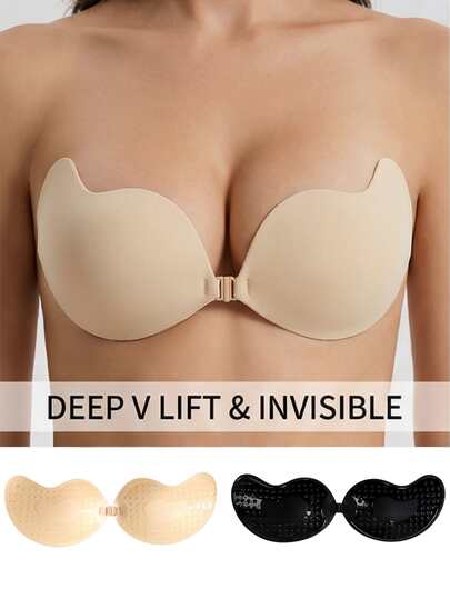 2/1对无肩带自粘式聚拢文胸，芒果形罩杯设计。透气舒适，适合小胸女性，有效提升胸部，打造迷人乳沟。隐形无痕，完美搭配连衣裙、晚礼服等会露出普通文胸的服装。