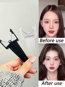 2/1个刘海蓬松发夹，自然卷发夹，双叉刘海卷发工具，自然纹理，刘海造型夹，适合卷发，男女通用，美发造型工具，护发工具，发髻延长器，发夹 - 彩色 - 查看 5