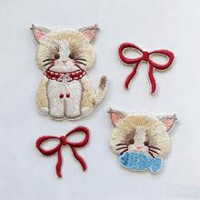 7pcs 3D Graphic Embroidered Patch Badges, Heat-Seal Design Patches For Clothing, Hats, Jackets, DIY Cartoon Cat Embroidered Patch Set For Phone Cases, Bags, Apparel Decoration - 7-piece Hot Melt Adhesive Kit - View 2