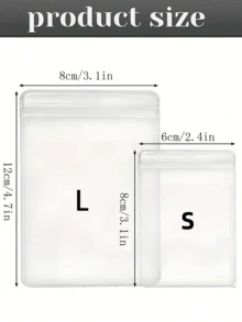 50pcs PVC Clear Jewelry Anti-Oxidation Zipper Bags, Plastic Bags For Packaging Jewelry, Rings, Earrings, Transparent Polyethylene Bags - Clear - View 3
