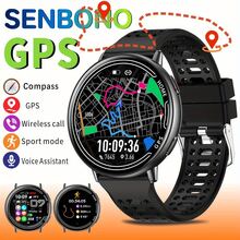 SENBONO GPS Positioning Smartwatch, 1.39-Inch Full Screen Touch, Compass Function, GPS Function, 107+Sports, Step Counting, Calories, Distance, Wireless Calling, Voice Assistant, Flip Wrist Bright Screen, Remote Control For Taking Photos, Ideal Gift.