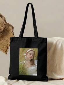 Travel Essentials,Women's Shoulder Bag, Ladies' Handbag, Solid Color Ladies' Bag, Suitable For Travel, Suitable For Shopping, Customized Photos, DIY, Birthday Gift, Valentine's Day, Send Girlfriend, Boyfriend, Youth, Mother's Day, Father's Day, Halloween, Christmas, Large Capacity, Foldable Bag, Lightweight, Fashionable, Simple, Versatile, Urban Chill - Black - View 6