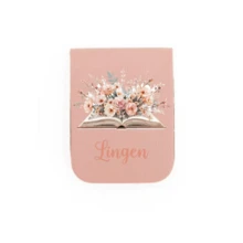 1pc Personalized Custom Magnetic Leather Bookmark, Custom Children's Bookmark, Book And Flower Patterns, Library Bookmark, Personalized Gift, Ladies Bookmark, Custom Bookmark, Teacher Gift Magnetic Name Bookmark, Birthday Flower Bookmark (Can Engrave Name), Gift For Her, Gift For Book Lovers, Bridal Gift, Valentine's Day Gift, Back-To-School Season Gift