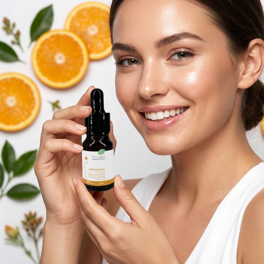 MELAO亮白VC精华液 - 20%维生素C面部精华液，富含透明质酸和维生素E，有效淡化色斑，均匀肤色，提亮肤色。 - 橘色 - 查看 1