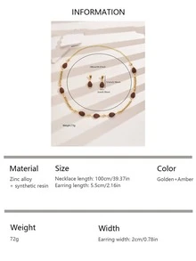 Bộ trang sức đá quý mắt hổ cổ điển thanh lịch mạ vàng 18K 3 món dành cho nữ - Nhiều màu - Xem 11