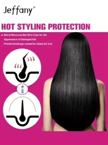 Jeffany 10-In-1 Moroccan Argan Oil Quick Heat Protectant Leave-In Hair Treatment, Rapidly Smooths Frizz, Nourishes Dry, Damaged, Curly Hair - 72HR Intense Moisturization For Straight/Curly Hair, Apply Evenly Before Use, Enhances Hair Softness & Volume, Quick Styling, Suitable For All Hair Types, Reduces Heat Damage, Max Heat Resistance 450°F (232°C), Fashionable Bottle Design - Travel Size - View 7