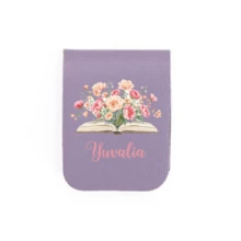 1pc Personalized Custom Magnetic Leather Bookmark, Custom Children's Bookmark, Book And Flower Patterns, Library Bookmark, Personalized Gift, Ladies Bookmark, Custom Bookmark, Teacher Gift Magnetic Name Bookmark, Birthday Flower Bookmark (Can Engrave Name), Gift For Her, Gift For Book Lovers, Bridal Gift, Valentine's Day Gift, Back-To-School Season Gift